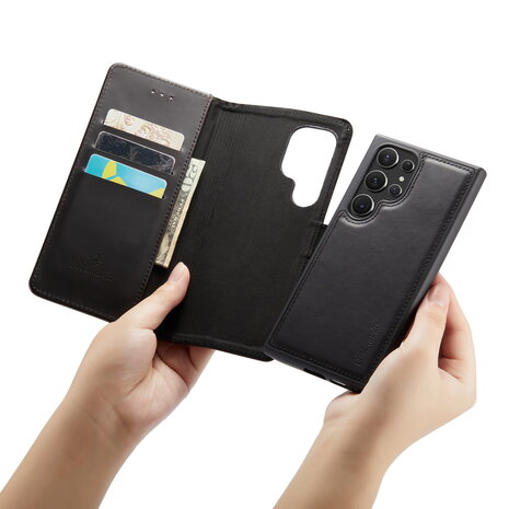 Samsung S24 Ultra - 2 in 1 Leather Book Case - Charcoal Gray