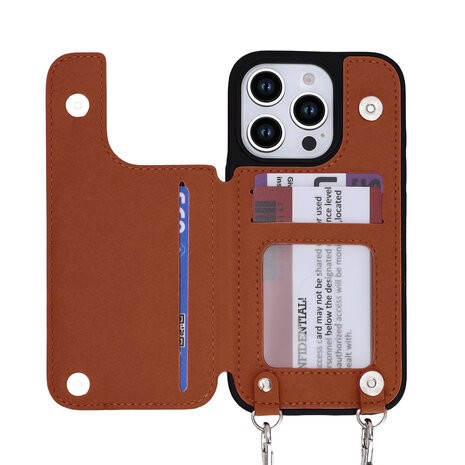 iPhone 16 Pro Max - Bruin - Back Cover met Koord