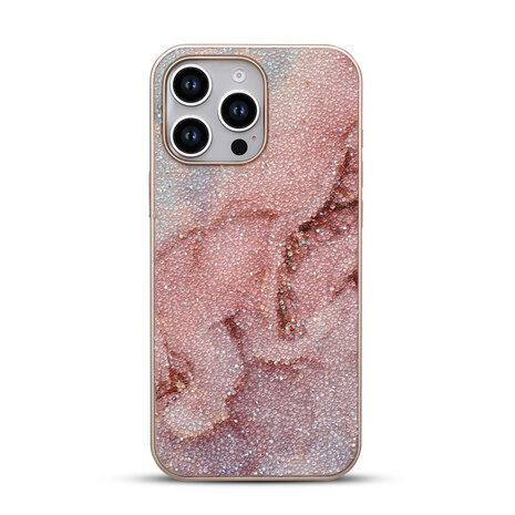 iPhone 16 Pro Max - Diamant Marmer Glitter - Roze