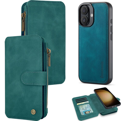 iPhone 16 Plus - Emerald Green - 2 in 1 Rits Book Case