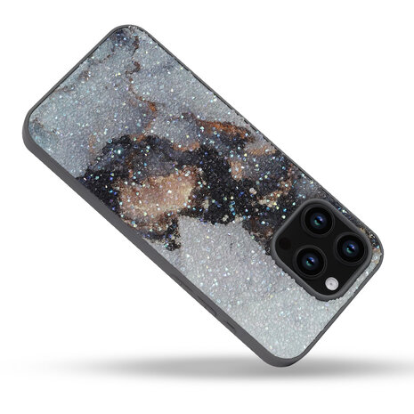 iPhone 14 Pro Max - Diamant Marmer Glitter - Grijs