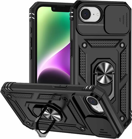 iPhone 16e - Zwart - Armor Kickstand &amp; Camera Bescherming