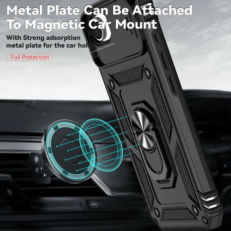 iPhone 16e - Zwart - Armor Kickstand &amp; Camera Bescherming