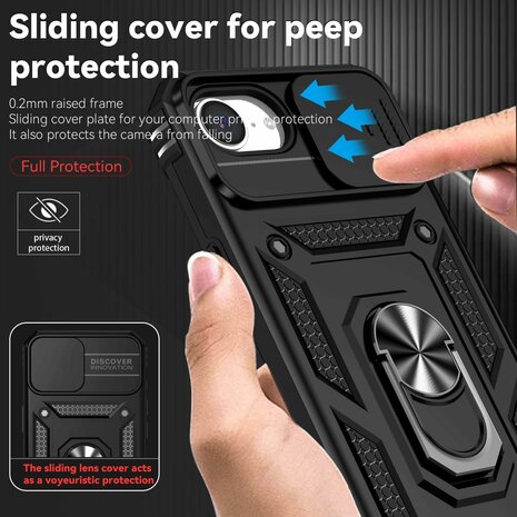 iPhone 16e - Zwart - Armor Kickstand &amp; Camera Bescherming