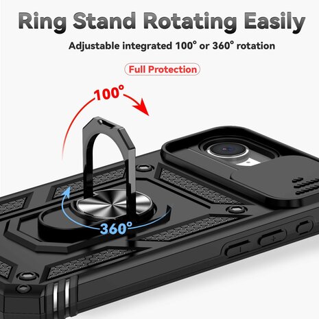 iPhone 16e - Zwart - Armor Kickstand &amp; Camera Bescherming