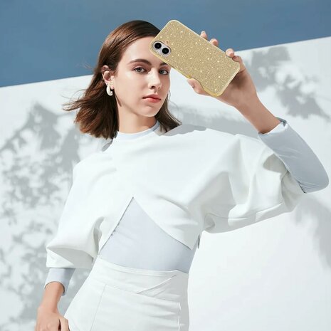 iPhone 16 Plus - Glitter Back Cover - Goud