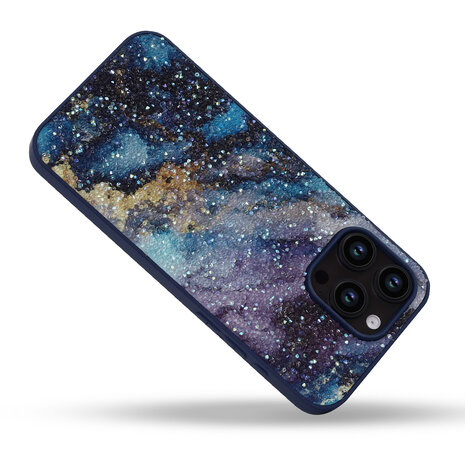 iPhone 14 Pro - Diamant Marmer Glitter - Blauw