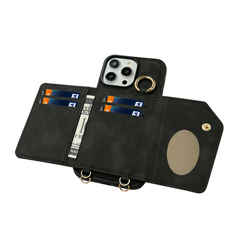 iPhone 16 Pro - Charcoal Gray - 2 in 1 MagSafe Wallet Case met Koord