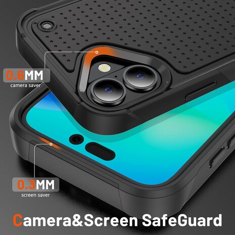 iPhone 16 Plus - Armor Back Cover - Zwart