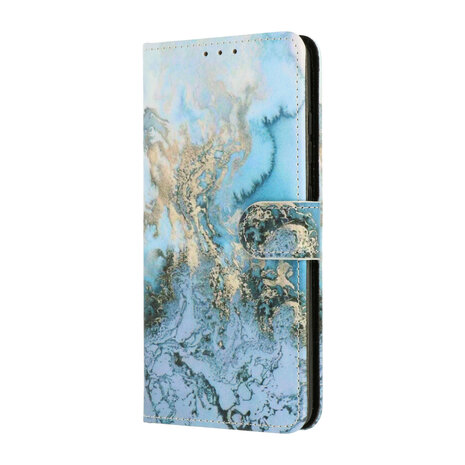 Samsung S25 Ultra - Book Case - Marmer Blauw