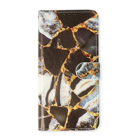 Samsung S25 - Book Case - Marmer Zwart