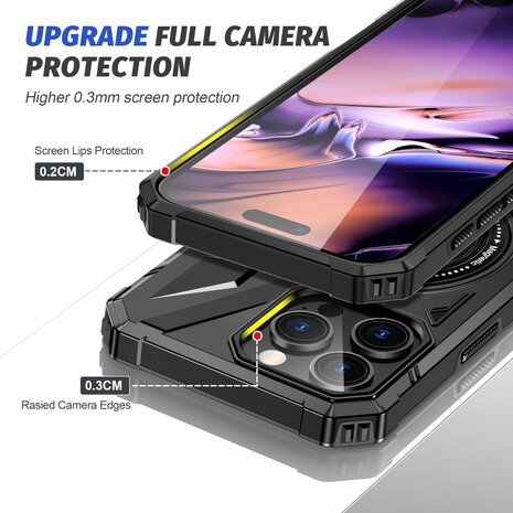 iPhone 16 Pro Max - MagSafe Kickstand Armor Back Cover - Zwart