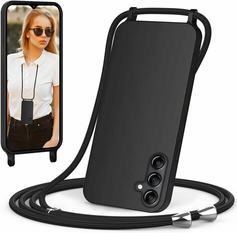 Samsung Galaxy A56 - Zwart - Siliconen Back Cover met Koord