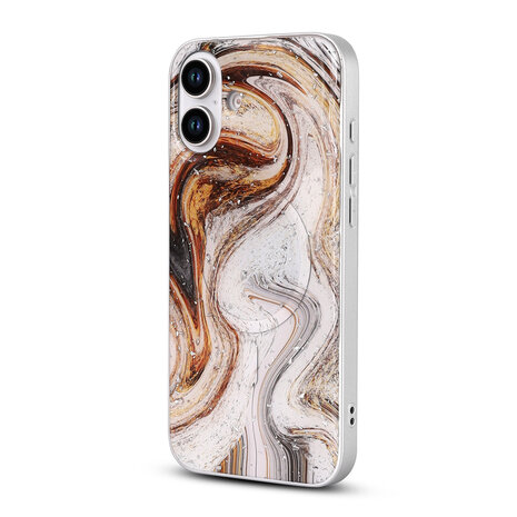 iPhone 16 - Wit - Camera Marmer MagSafe Back Cover
