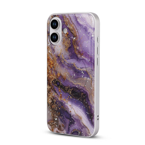 iPhone 16 Plus - Paars - Camera Marmer MagSafe Back Cover