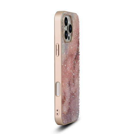 iPhone 16 Pro - Diamant Marmer Glitter - Roze