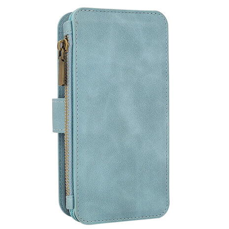 iPhone 16 Pro - Aqua Blue - 2 in 1 Rits Book Case