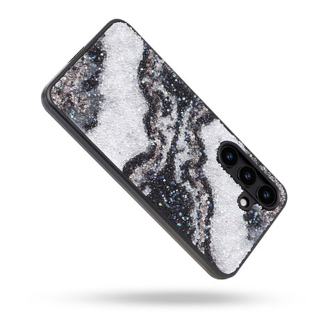 Samsung S23 - Diamant Marmer Glitter - Zwart