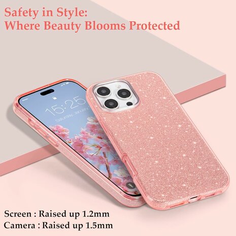 iPhone 16 Pro Max - Glitter Back Cover - Roze