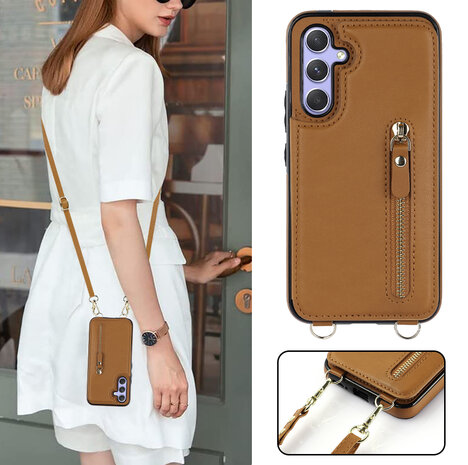 iPhone 16 Pro - Bruin - Back Cover met Koord