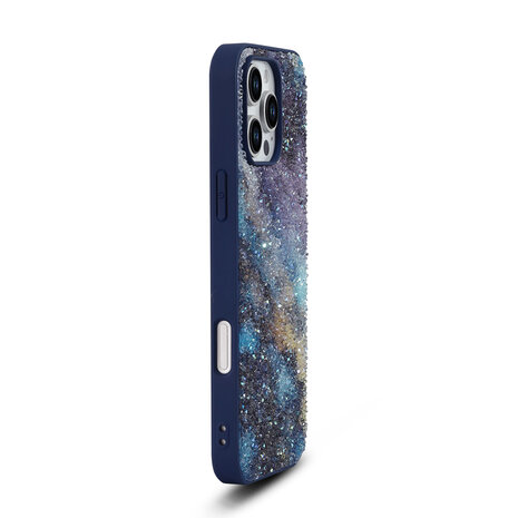 iPhone 16 Pro - Diamant Marmer Glitter - Blauw