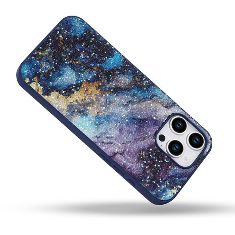 iPhone 16 Pro - Diamant Marmer Glitter - Blauw