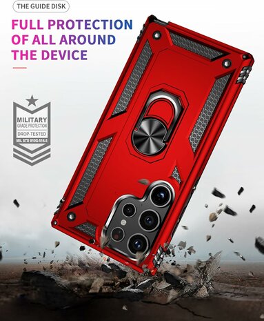 Samsung S24 Ultra Rood - Armor met Kickstand Ring