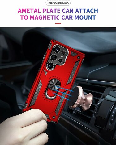 Samsung S24 Ultra Rood - Armor met Kickstand Ring