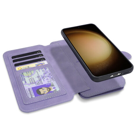 iPhone 15 Pro - Bright Lila - 2 in 1 Rits Book Case