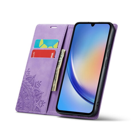 Samsung S24 Ultra Bright Lila - Mandala Book Case