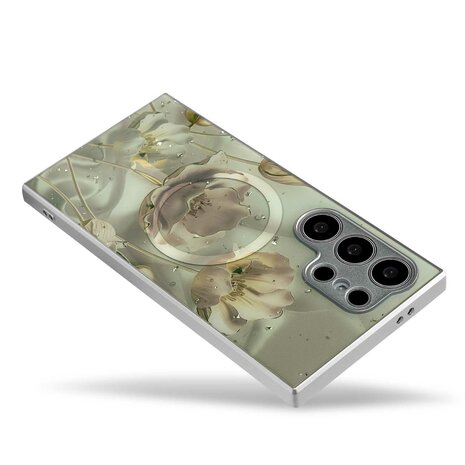 Samsung S24 Ultra Groen - MagSafe TPU Marmer