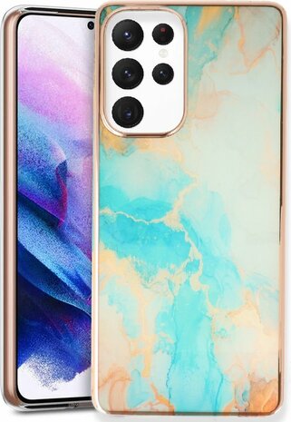 Samsung S24 Ultra - Marmer Back Cover - Aqua