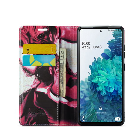 Samsung S20 FE Red Rhodonite - Marmer Book Case