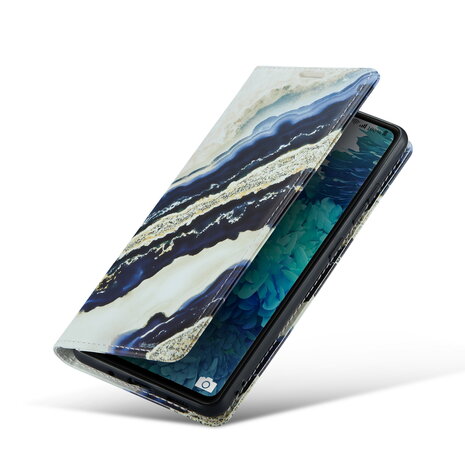 Samsung S21 FE Blue Paraiba - Marmer Book Case