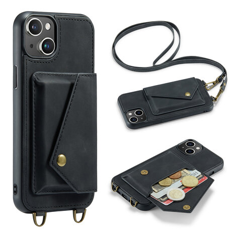 iPhone 15 Plus Charcoal Gray - Back Cover met Koord