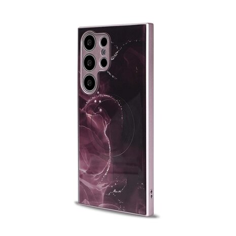 Samsung S24 Ultra Rood - MagSafe TPU Marmer