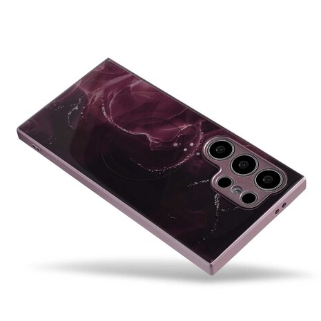 Samsung S24 Ultra Rood - MagSafe TPU Marmer