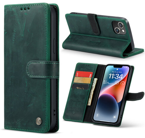 iPhone 15 Plus Groen - Lederen Book Case