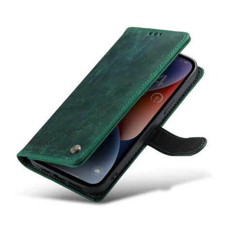 iPhone 15 Plus Groen - Lederen Book Case