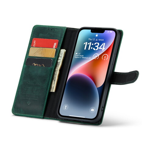 iPhone 15 Plus Groen - Lederen Book Case