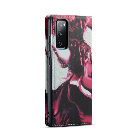 Samsung S21 FE Red Rhodonite - Marmer Book Case