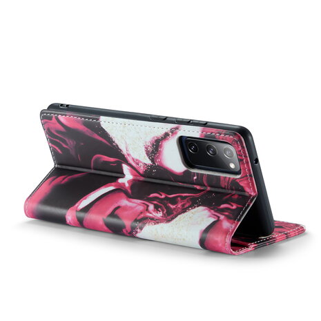 Samsung S21 FE Red Rhodonite - Marmer Book Case