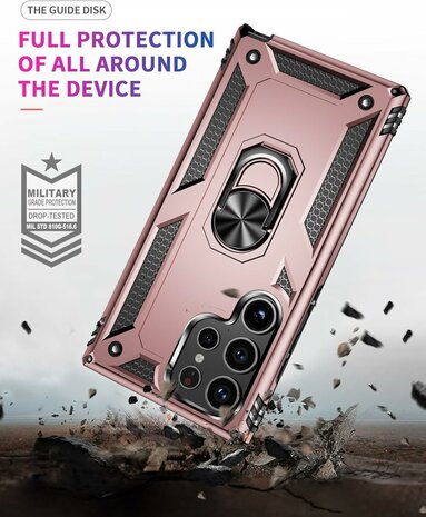 Samsung S24 Ultra Rosegoud - Armor met Kickstand Ring