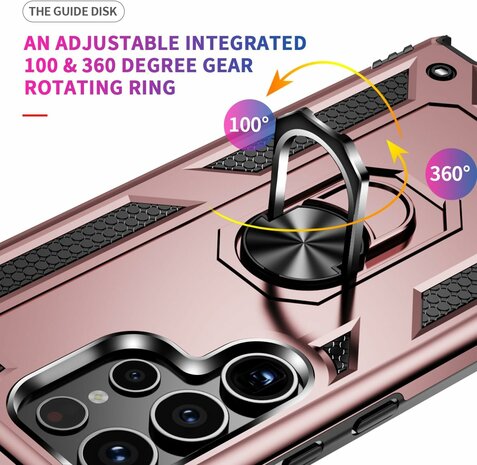 Samsung S24 Ultra Rosegoud - Armor met Kickstand Ring