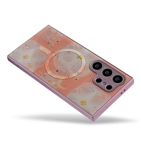 Samsung S24 Ultra Roze - MagSafe TPU Marmer
