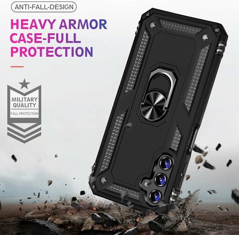 Samsung S23 FE Zwart - Armor met Kickstand Ring