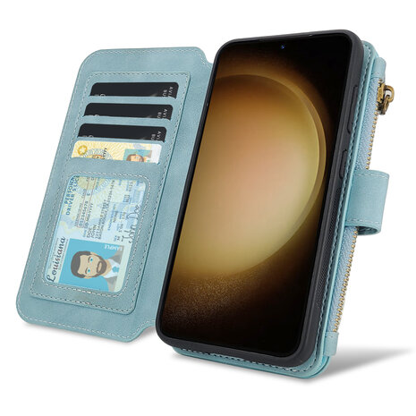 iPhone 15 Plus - Aqua Blue - 2 in 1 Rits Book Case
