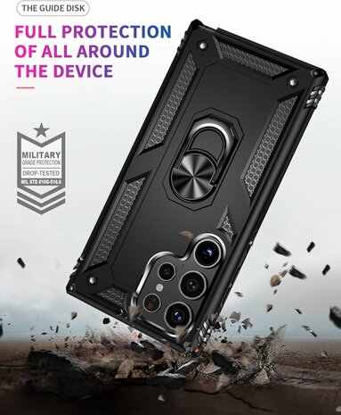 Samsung S24 Ultra Zwart - Armor met Kickstand Ring