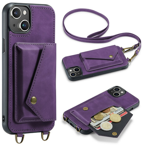 iPhone 15 Plus Deep Purple - Back Cover met Koord