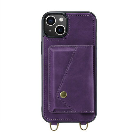 iPhone 15 Plus Deep Purple - Back Cover met Koord